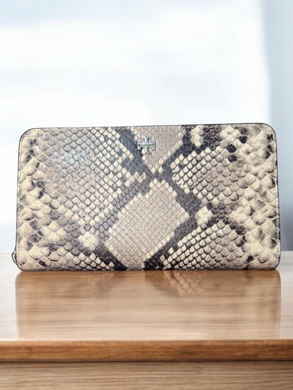Tory Burch Robinson Snake Skin Embossed Continental Wallet